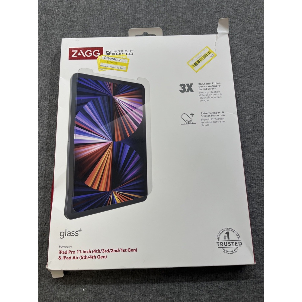 Zagg Invisible Shield Glass + Shield for iPad Pro 11" Gen. 1-4 And Air 4/5 New